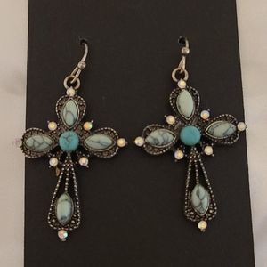 Cross dangle earrings